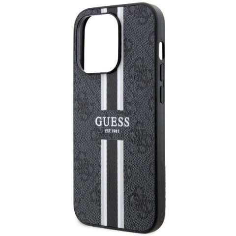 Etui Guess 4G Printed Stripes MagSafe na iPhone 14 Pro - czarne