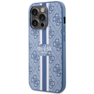 Etui Guess 4G Printed Stripes MagSafe na iPhone 14 Pro - niebieskie