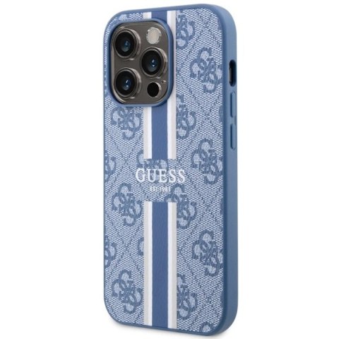Etui Guess 4G Printed Stripes MagSafe na iPhone 14 Pro - niebieskie