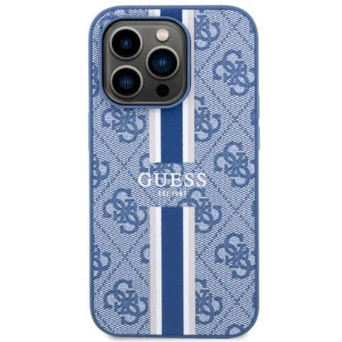 Etui Guess 4G Printed Stripes MagSafe na iPhone 14 Pro - niebieskie