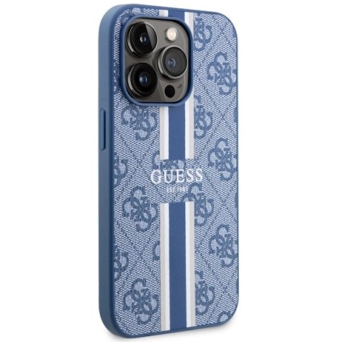 Etui Guess 4G Printed Stripes MagSafe na iPhone 14 Pro - niebieskie