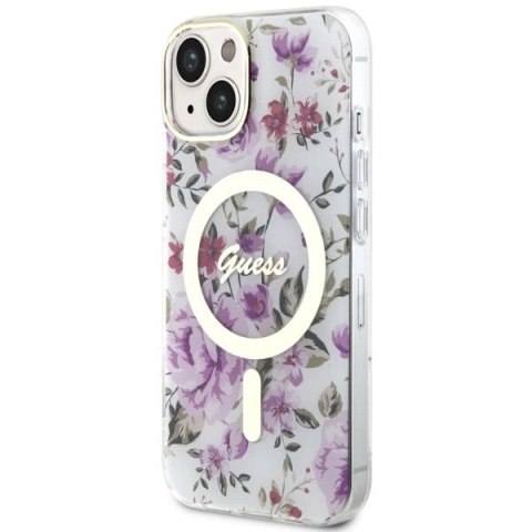 Etui Guess Flower MagSafe na iPhone 14 Plus - przezroczyste