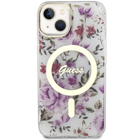 Etui Guess Flower MagSafe na iPhone 14 Plus - przezroczyste