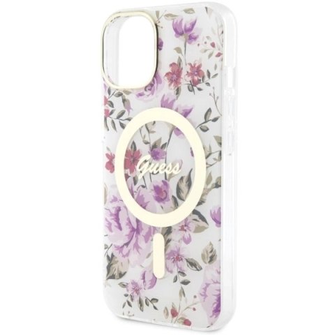 Etui Guess Flower MagSafe na iPhone 14 Plus - przezroczyste