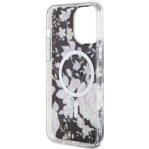 Etui Guess Flower MagSafe na iPhone 14 Pro Max - czarne