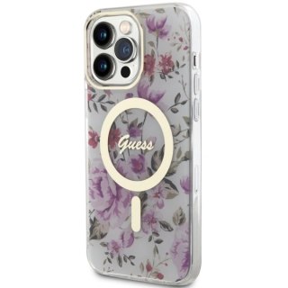 Etui Guess Flower MagSafe na iPhone 14 Pro Max - przezroczyste