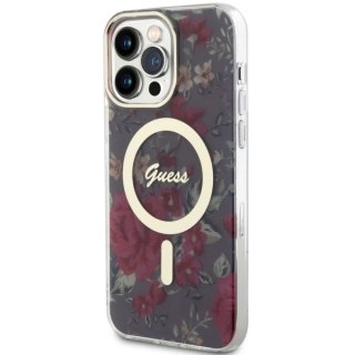 Etui Guess Flower MagSafe na iPhone 14 Pro Max - zielone