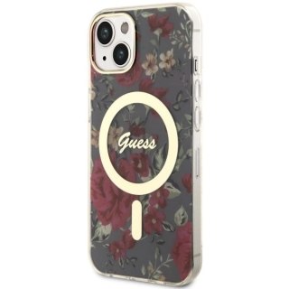 Etui Guess Flower MagSafe na iPhone 14 - zielone