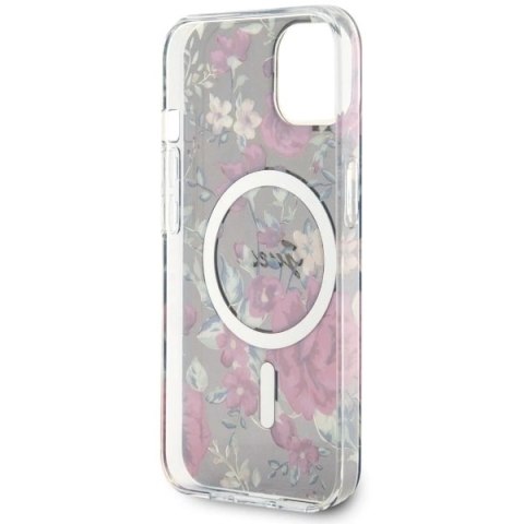 Etui Guess Flower MagSafe na iPhone 14 - zielone