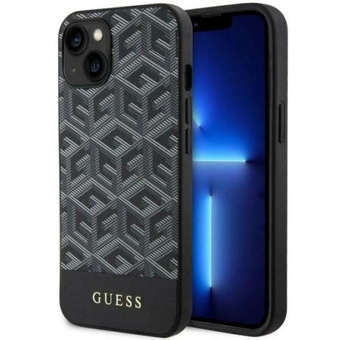 Etui Guess GCube Stripes MagSafe na iPhone 14 Plus - czarne