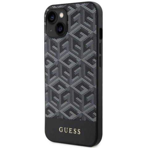 Etui Guess GCube Stripes MagSafe na iPhone 14 Plus - czarne