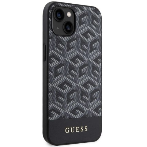 Etui Guess GCube Stripes MagSafe na iPhone 14 Plus - czarne