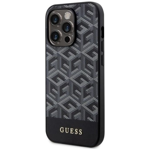 Etui Guess GCube Stripes MagSafe na iPhone 14 Pro Max - czarne