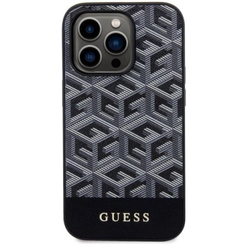 Etui Guess GCube Stripes MagSafe na iPhone 14 Pro Max - czarne