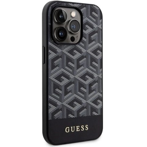 Etui Guess GCube Stripes MagSafe na iPhone 14 Pro - czarne