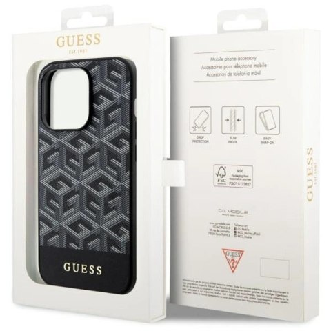 Etui Guess GCube Stripes MagSafe na iPhone 14 Pro - czarne