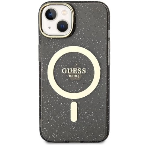 Etui Guess Glitter Gold MagSafe na iPhone 14 Plus - czarne