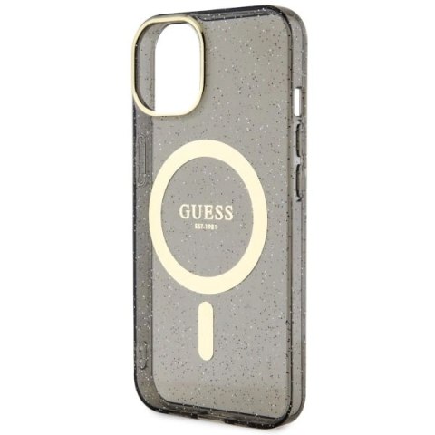 Etui Guess Glitter Gold MagSafe na iPhone 14 Plus - czarne
