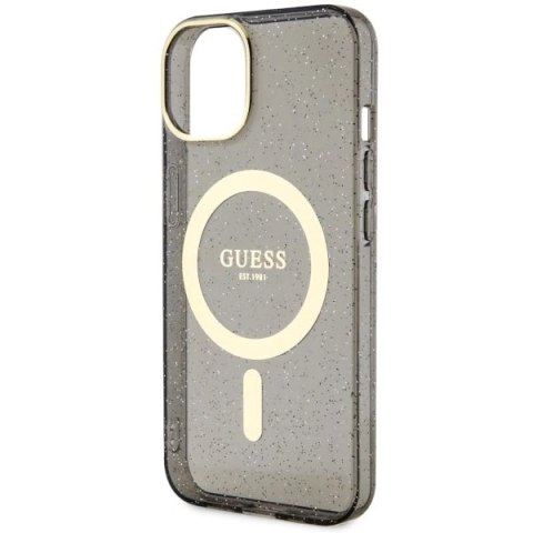 Etui Guess Glitter Gold MagSafe na iPhone 14 - czarne