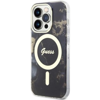 Etui Guess Golden Marble MagSafe na iPhone 14 Pro Max - czarne