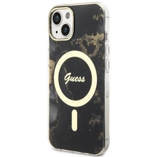 Etui Guess Golden Marble MagSafe na iPhone 14 - czarne