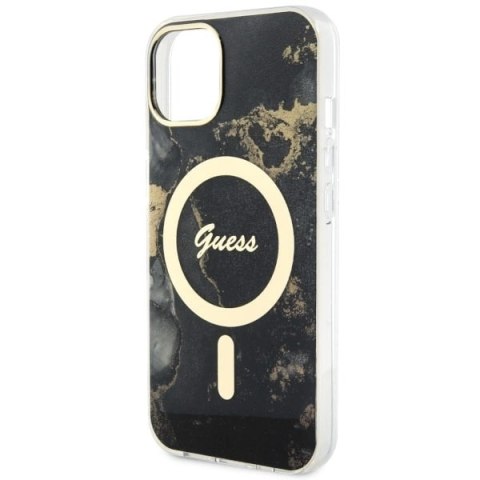 Etui Guess Golden Marble MagSafe na iPhone 14 - czarne