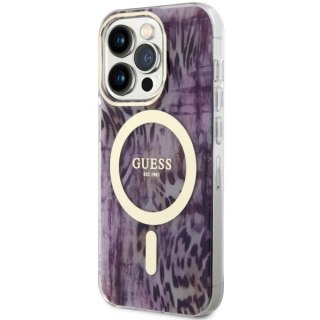 Etui Guess Leopard MagSafe na iPhone 14 Pro Max - różowe