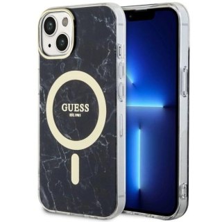 Etui Guess Marble MagSafe na iPhone 14 Plus - czarne