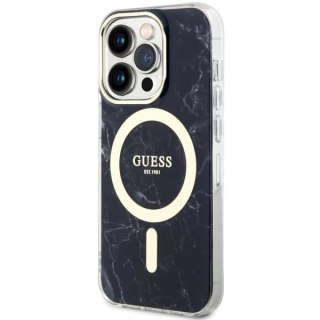 Etui Guess Marble MagSafe na iPhone 14 Pro - czarne