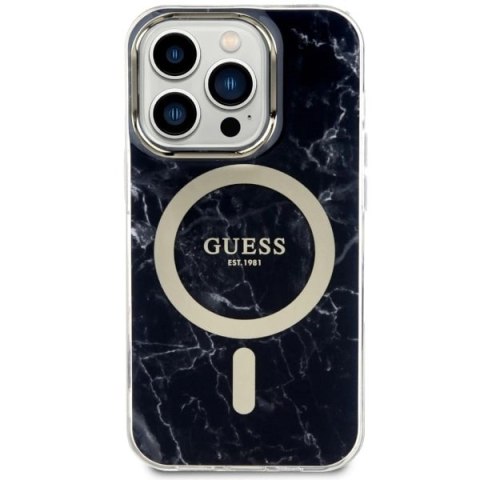 Etui Guess Marble MagSafe na iPhone 14 Pro - czarne
