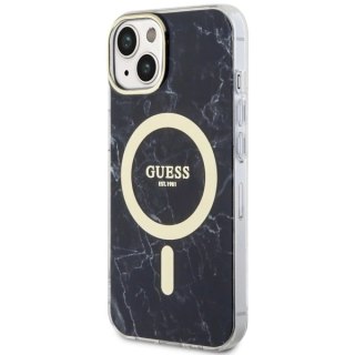 Etui Guess Marble MagSafe na iPhone 14 - czarne