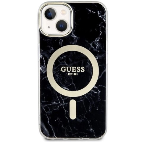 Etui Guess Marble MagSafe na iPhone 14 - czarne