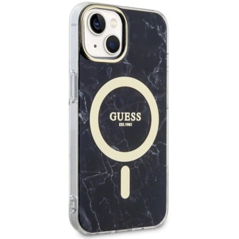 Etui Guess Marble MagSafe na iPhone 14 - czarne