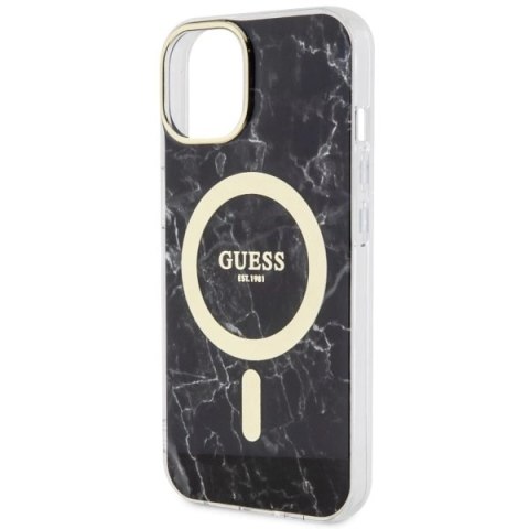 Etui Guess Marble MagSafe na iPhone 14 - czarne