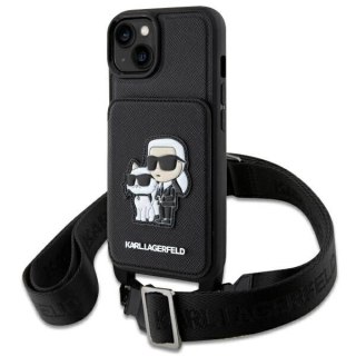 Etui Karl Lagerfeld Crossbody Saffiano Karl&Choupette na iPhone 14 Plus - czarne