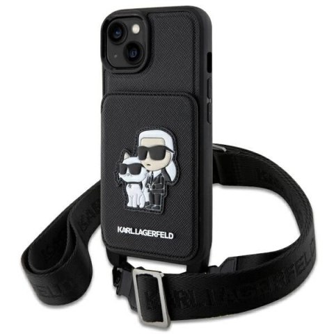 Etui Karl Lagerfeld Crossbody Saffiano Karl&Choupette na iPhone 14 Plus - czarne