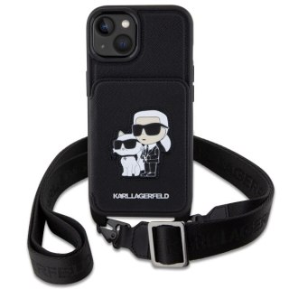 Etui Karl Lagerfeld Crossbody Saffiano Karl&Choupette na iPhone 14 Plus - czarne