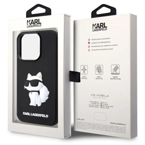 Etui Karl Lagerfeld Rubber Choupette 3D na iPhone 14 Pro - czarne