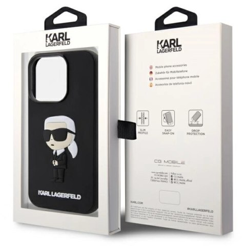 Etui Karl Lagerfeld Rubber Ikonik 3D na iPhone 14 Pro - czarne Etui Karl Lagerfeld Rubber Ikonik 3D na iPhone 14 Pro - czarne
