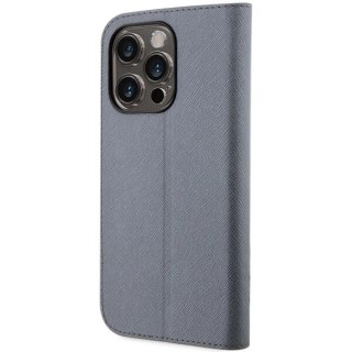 Etui Karl Lagerfeld Saffiano Karl&Choupette na iPhone 14 Pro - srebrne