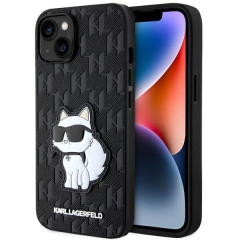 Etui Karl Lagerfeld Saffiano Monogram Choupette na iPhone 14 Plus - czarne Etui Karl Lagerfeld Saffiano Monogram Choupette na iPhone 14 Plus - czarne