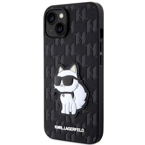 Etui Karl Lagerfeld Saffiano Monogram Choupette na iPhone 14 Plus - czarne Etui Karl Lagerfeld Saffiano Monogram Choupette na iPhone 14 Plus - czarne