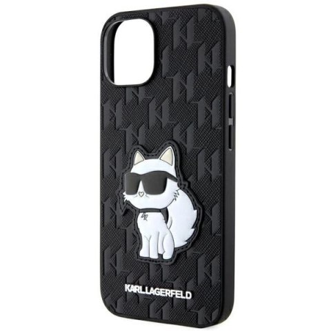 Etui Karl Lagerfeld Saffiano Monogram Choupette na iPhone 14 Plus - czarne Etui Karl Lagerfeld Saffiano Monogram Choupette na iPhone 14 Plus - czarne