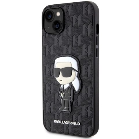 Etui Karl Lagerfeld Saffiano Monogram Ikonik na iPhone 14 Plus - czarne Etui Karl Lagerfeld Saffiano Monogram Ikonik na iPhone 14 Plus - czarne