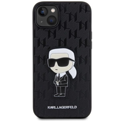 Etui Karl Lagerfeld Saffiano Monogram Ikonik na iPhone 14 Plus - czarne Etui Karl Lagerfeld Saffiano Monogram Ikonik na iPhone 14 Plus - czarne