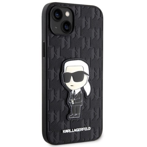 Etui Karl Lagerfeld Saffiano Monogram Ikonik na iPhone 14 Plus - czarne Etui Karl Lagerfeld Saffiano Monogram Ikonik na iPhone 14 Plus - czarne