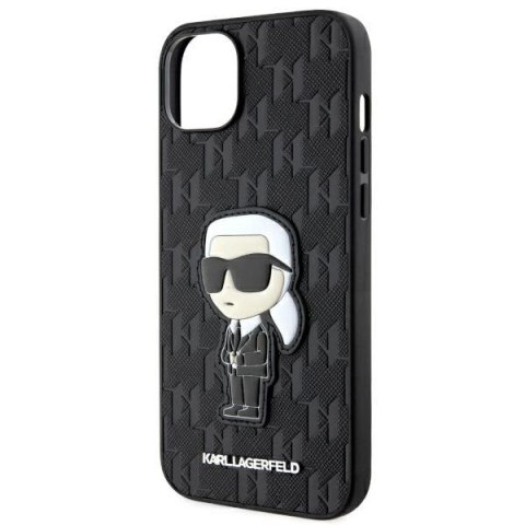 Etui Karl Lagerfeld Saffiano Monogram Ikonik na iPhone 14 Plus - czarne Etui Karl Lagerfeld Saffiano Monogram Ikonik na iPhone 14 Plus - czarne