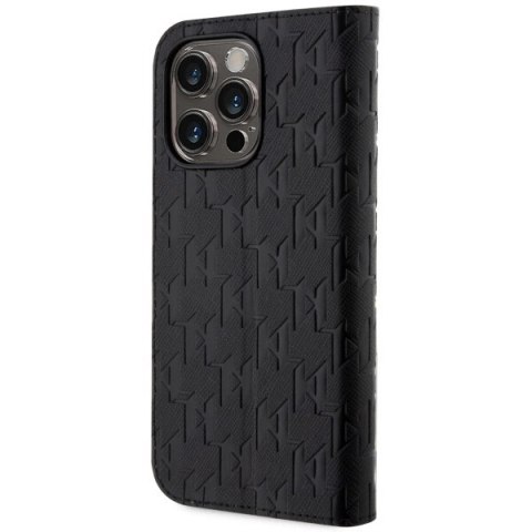 Etui Karl Lagerfeld Saffiano Monogram na iPhone 14 Pro Max - czarne Etui Karl Lagerfeld Saffiano Monogram na iPhone 14 Pro Max - czarne