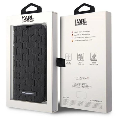 Etui Karl Lagerfeld Saffiano Monogram na iPhone 14 Pro Max - czarne Etui Karl Lagerfeld Saffiano Monogram na iPhone 14 Pro Max - czarne