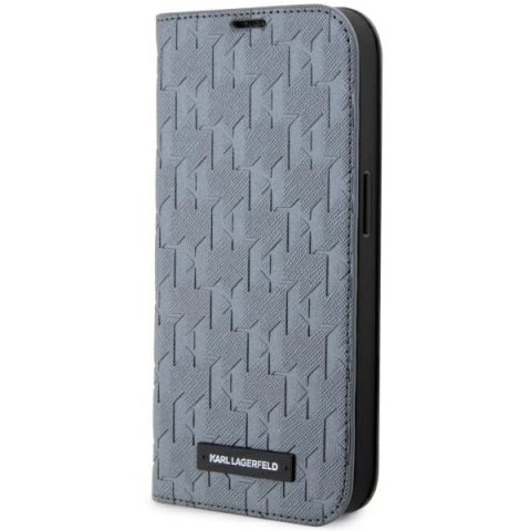 Etui Karl Lagerfeld Saffiano Monogram na iPhone 14 Pro Max - srebrne Etui Karl Lagerfeld Saffiano Monogram na iPhone 14 Pro Max - srebrne
